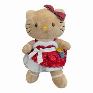 2012 Hello Kitty Build-A-Bear Workshop Gingerbread Christmas Plush Toy W/ Bow 18